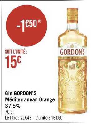 gin gordon's méditerranean orange 37.5%