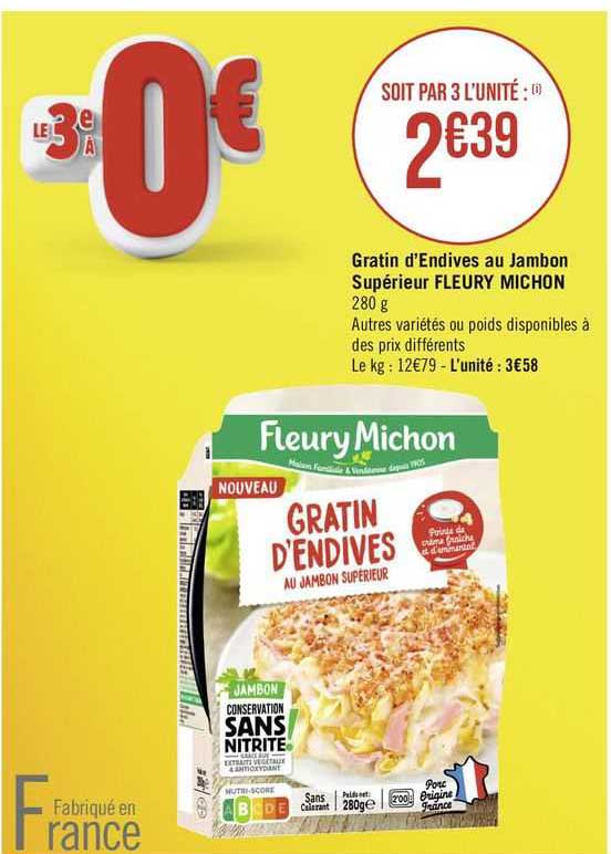gratin d'endives au jambon supérieur fleury michon