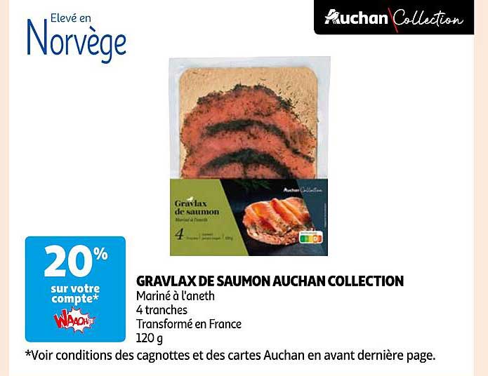 gravlax de saumon auchan collection mariné à l'aneth