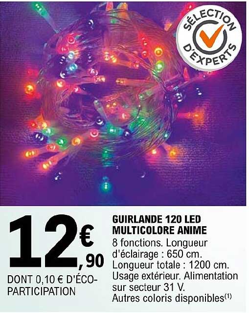 guirlande 120 led multicolore animé