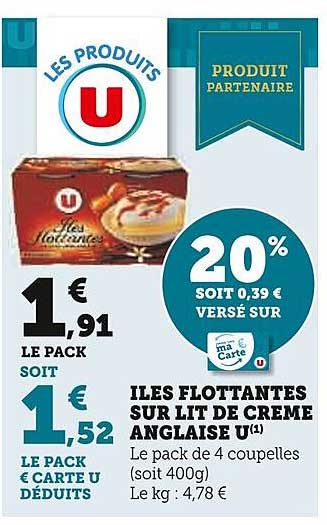 îles flottantes sur lit de crème anglaise u