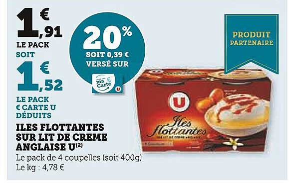 îles flottantes sur lit de crème anglaise u