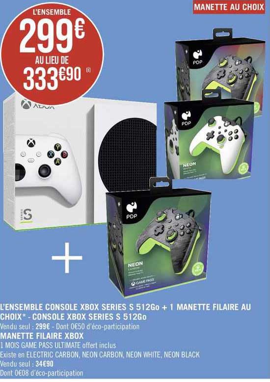 l'ensemble console xbox series s 512go + 1 manette filaire au choix - console xbox series s 512go