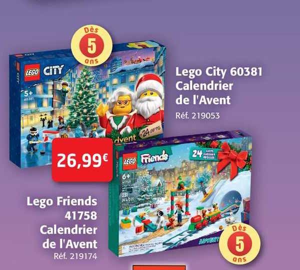 lego friends 41758 calendrier de l'avent, lego city 60381 calendrier de l'avent