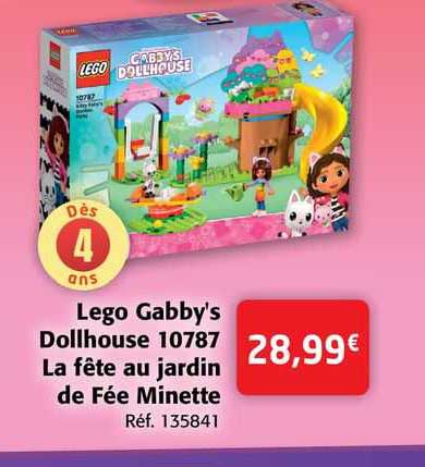 lego gabby's dollhouse 10787 la fête au jardin de fée minette