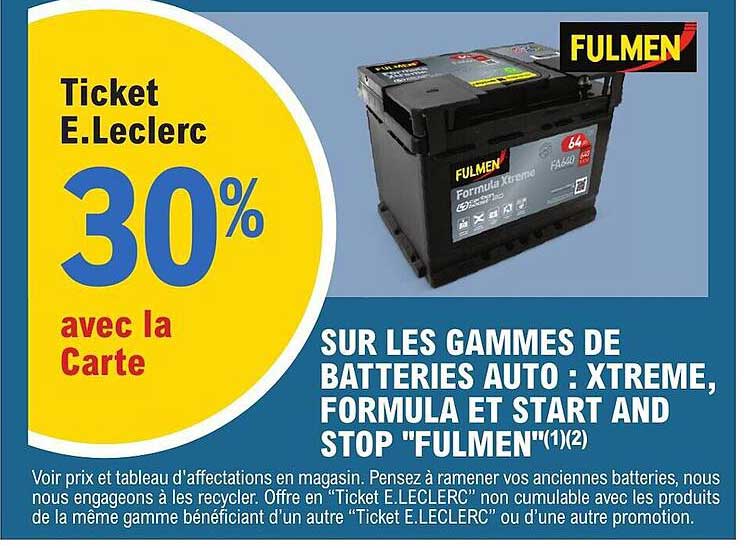 les gammes de batteries auto : xtreme, formula et start and stop "fulmen"