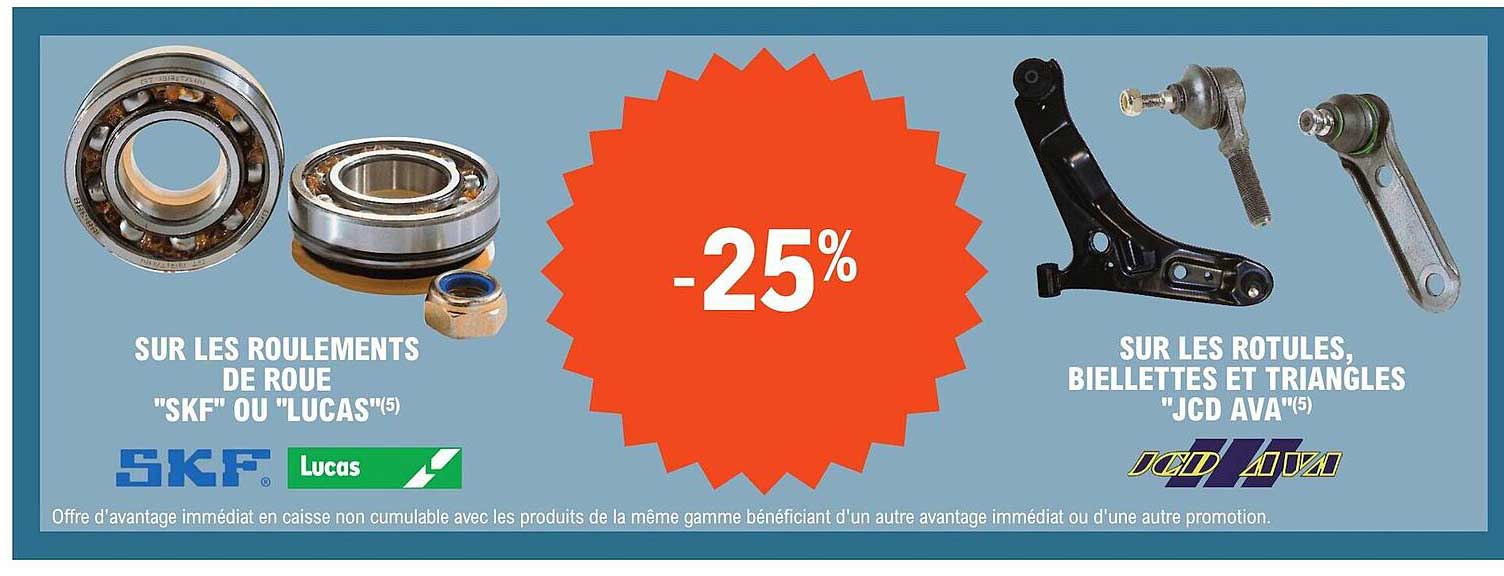 les roulements de roue "skf" ou "lucas", les rotules, biellettes et triangles "jcd ava"