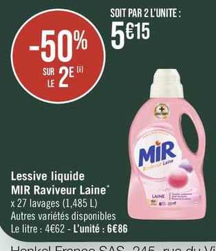 lessive liquide mir raviveur laine