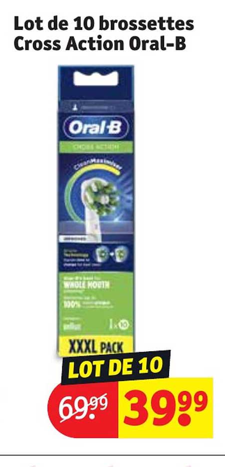 lot de 10 brossettes cross action oral-b