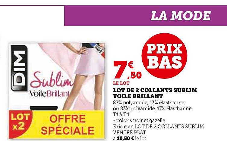 lot de 2 collants sublim voile brillant