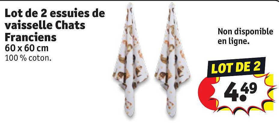 lot de 2 essuies de vaisselle chats franciens