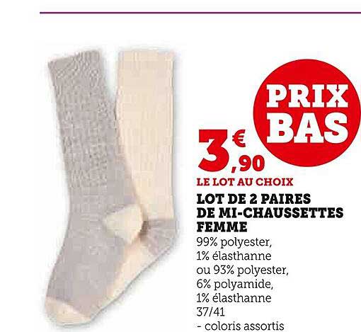 lot de 2 paires de mi-chaussettes femme