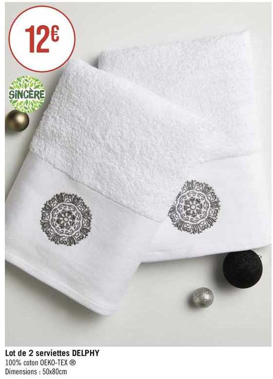 lot de 2 serviettes delphy sincère