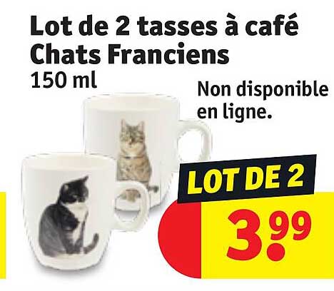 lot de 2 tasses à café chats franciens
