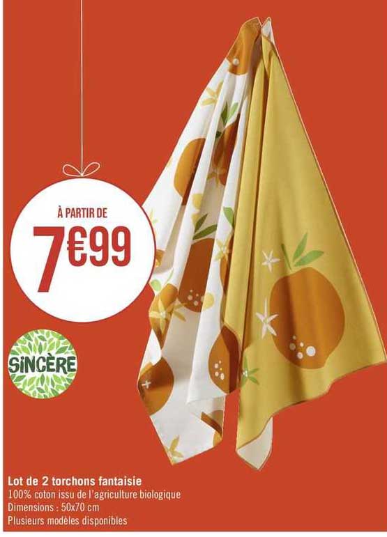 Lot De 2 Torchons Fantaisie Sincère