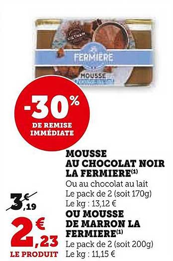 Mousse Au Chocolat Noir La Fermière Ou Mousse De Marron La Fermière