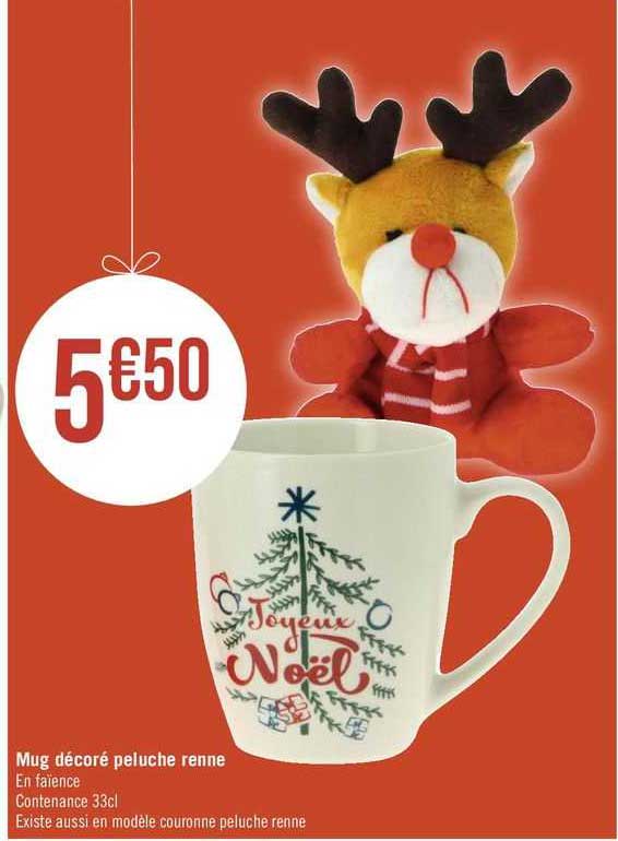 mug décoré peluche renne