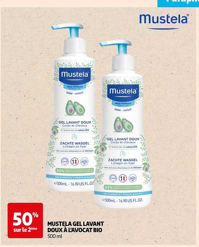 mustela gel lavant doux à l'avocat bio