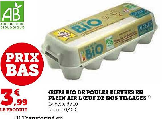 œufs bio de poules élevées en plein air l'œuf de nos villages