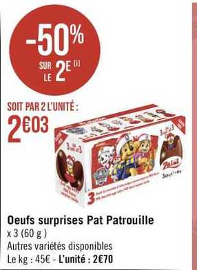 œufs surprises pat patrouille