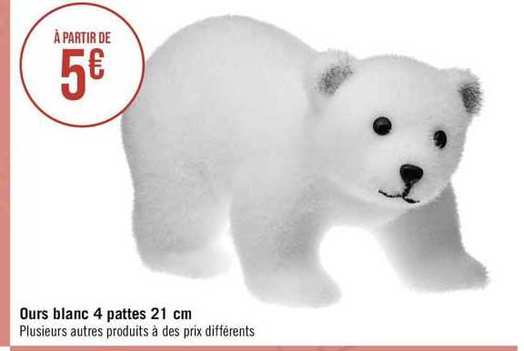ours blanc 4 pattes 21 cm