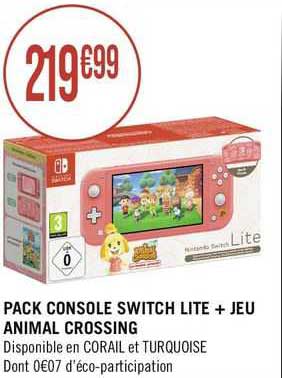 pack console switch lite + jeu animal crossing