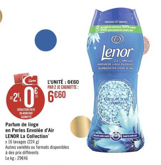 parfum de linge en perles envolée d'air lenor la collection