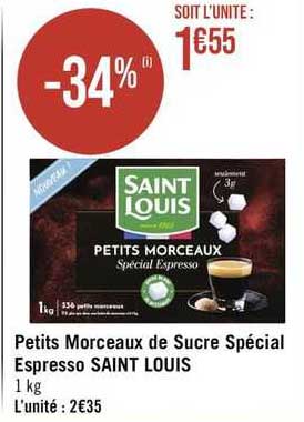petits morceaux de sucre spécial espresso saint louis
