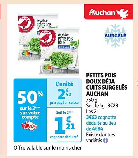 Petits Pois Doux Déjà Cuits Surgelés Auchan