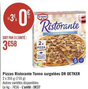 pizzas ristorante tonno surgelées dr oetker
