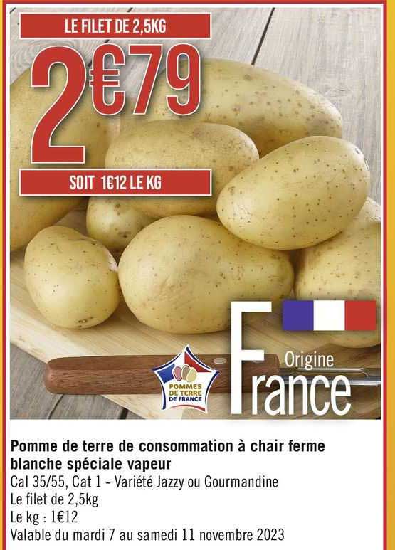 Pomme De Terre De Consommation à Chair Ferme Blanche Spéciale Vapeur