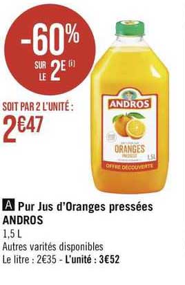 pur jus d'oranges pressées andros