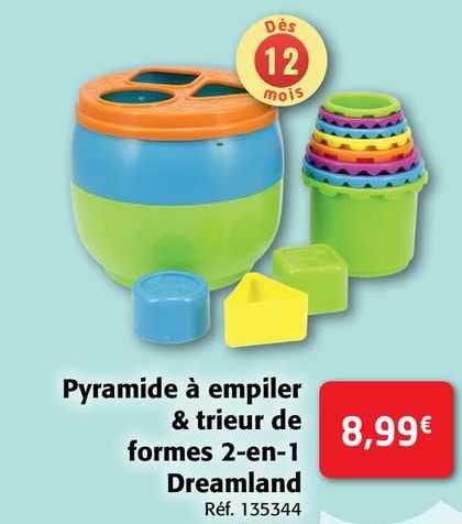 pyramide à empiler & trieur de formes 2-en-1 dreamland