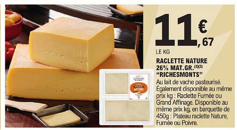 raclette nature 26% mat.gr. "riches monts"
