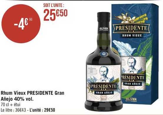 rhum vieux présidente gran añejo 40% vol.