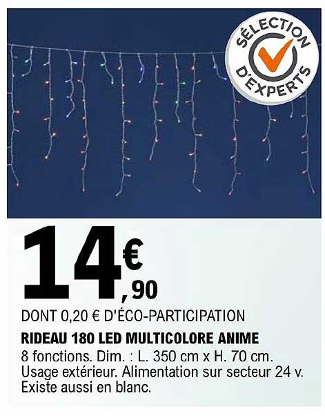 Rideau 180 Led Multicolore Animé