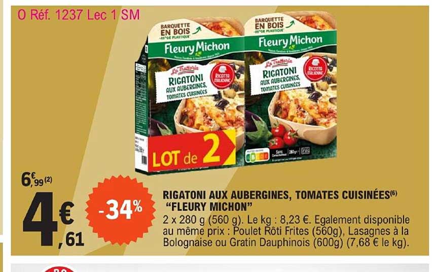 rigatoni aux aubergines, tomates cuisinées "fleury michon"