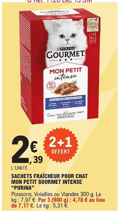 sachets fraîcheur pour chat mon petit gourmet intense "purina"