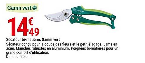 sécateur bi-matières gamm vert