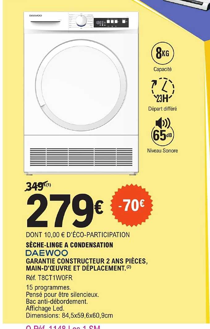 sèche-linge à condensation daewoo