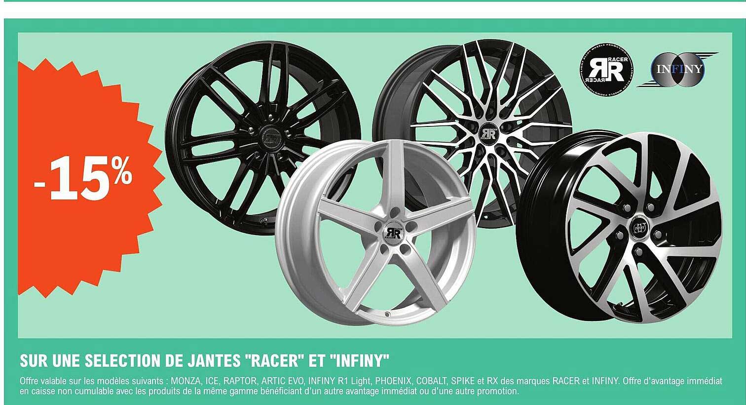 sélection de jantes "racer" et "infiny"