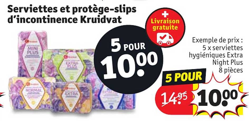 serviettes et protège-slips d'incontinence kruidvat