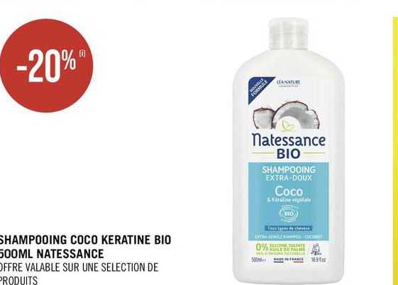 Shampooing Coco Kératine Bio 500 Ml Natessance