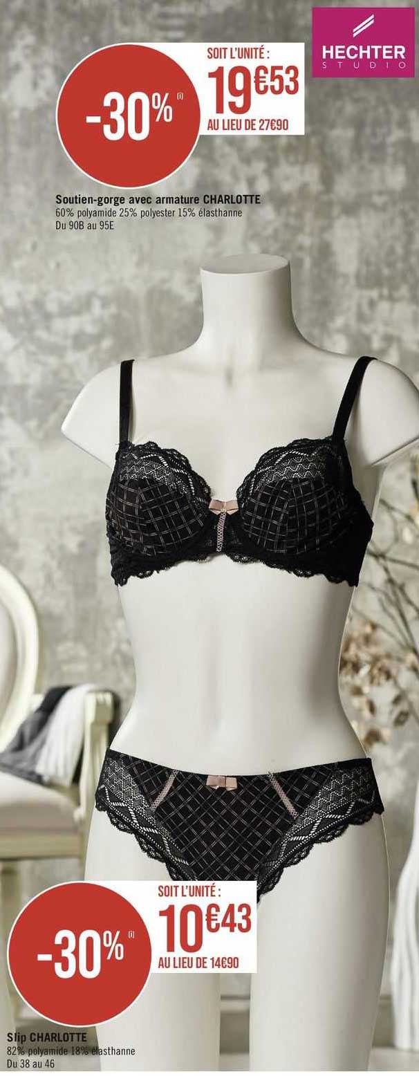 soutien-gorge avec armature charlotte, slip charlotte