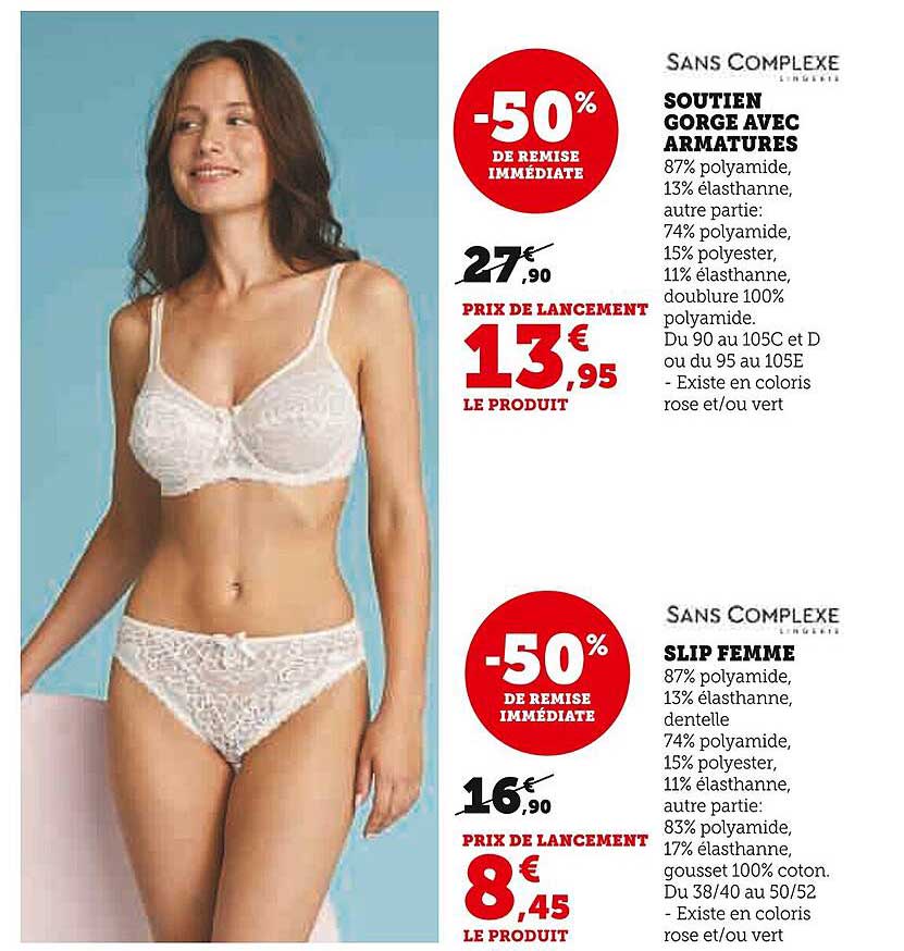 soutien gorge avec armatures sans complexe, slip femme sans complexe