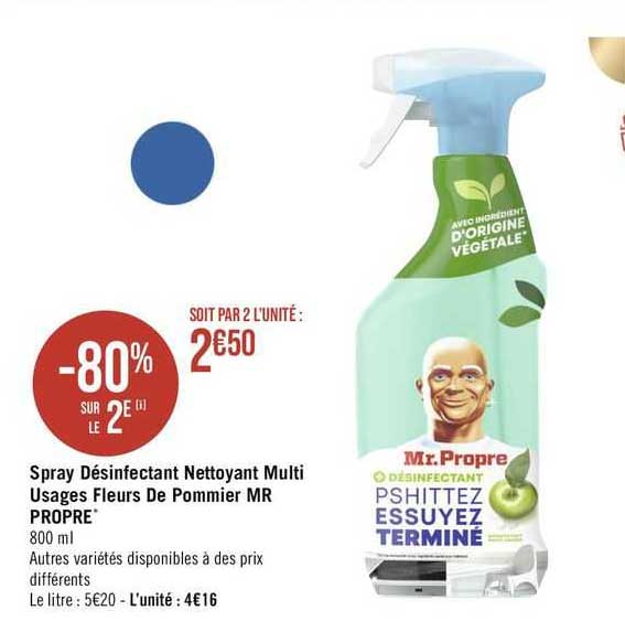 spray désinfectant nettoyant multi usages fleurs de pommier mr propre