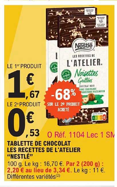 tablette de chocolat les recettes de l'atelier "nestlé"