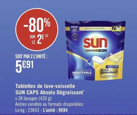 Tablettes De Lave-vaisselle Sun Caps Absolu Dégraissant