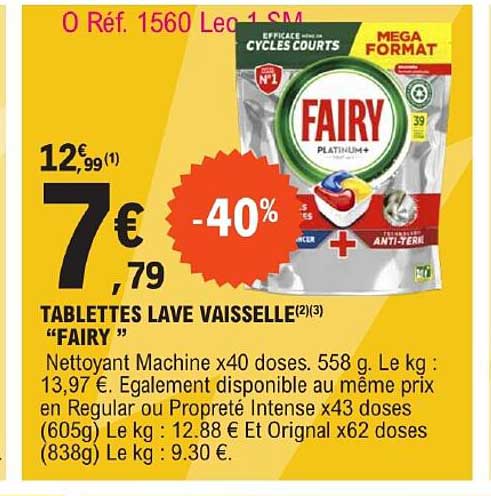 tablettes lave vaisselle "fairy"