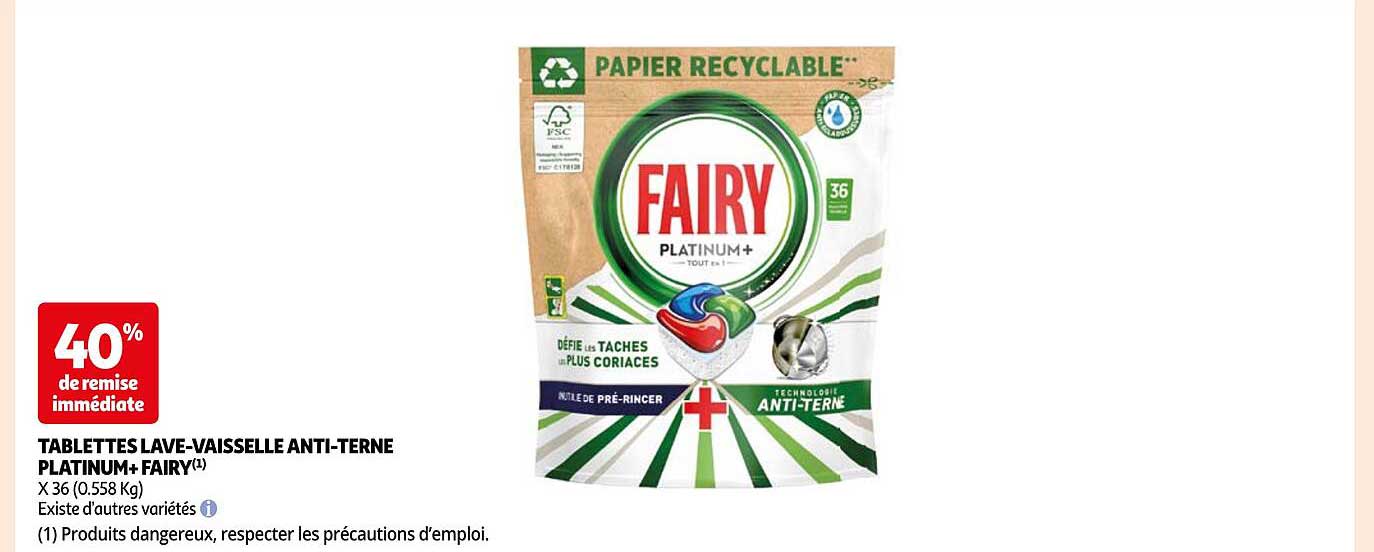 tablettes lave-vaisselle anti-terne platinum+ fairy